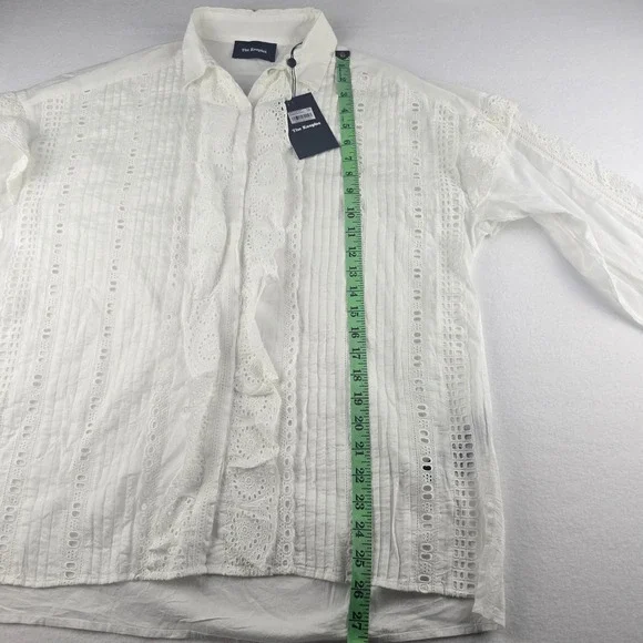 The Kooples NWT Women's Eyelet Top Button Up Blouse White Size‎ Small - Picture 9 of 11
